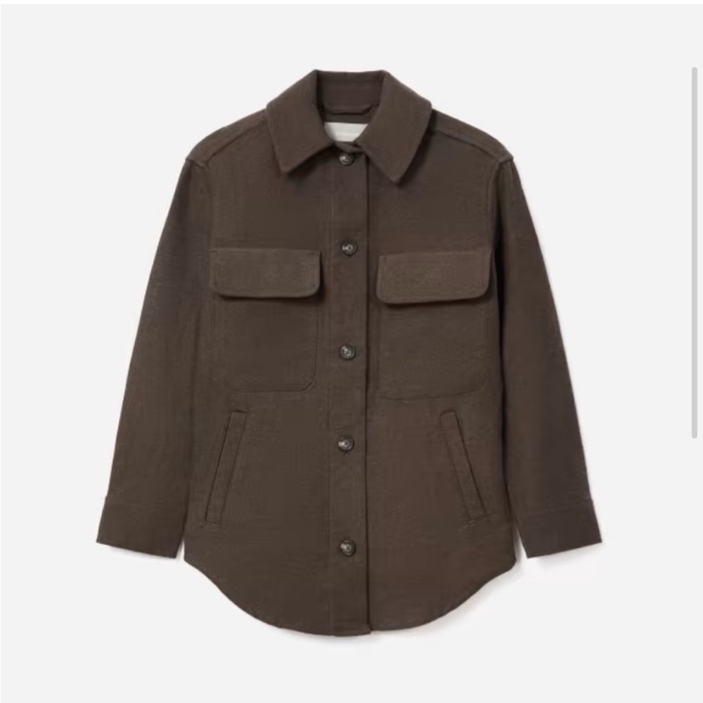 EVERLANE Women's Heather Brown Cotton Oversized Shirt Jacket Shacket Size S